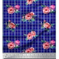 thumbnail image 1 of Soimoi Blue Cotton Voile Fabric Check & Floral Fabric Prints By Yard 56 Inch Wide, 1 of 3