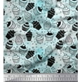 thumbnail image 1 of Soimoi Blue Cotton Voile Fabric Circle & Cupcakes Party Print Fabric by the Yard 42 Inch Wide, 1 of 3