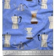 thumbnail image 1 of Soimoi Blue Cotton Voile Fabric Coffee Maker & Mixer Jar Kitchen Printed Fabric 1 Yard 42 Inch Wide, 1 of 3