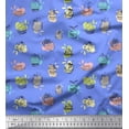 thumbnail image 1 of Soimoi Blue Cotton Voile Fabric Cupcakes Food Print Fabric by the Yard 42 Inch Wide, 1 of 3