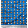 thumbnail image 1 of Soimoi Blue Cotton Voile Fabric Dog Face Cartoon Decor Fabric Printed Yard 42 Inch Wide, 1 of 3