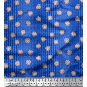 Soimoi Blue Cotton Voile Fabric Dots & Artistic Flower Stripe Fabric Prints By Yard 42 Inch Wide