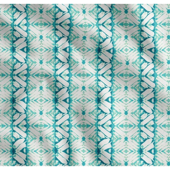 Soimoi Blue Cotton Voile Fabric Geometric Tie-Dye Fabric Prints By Yard 42 Inch Wide