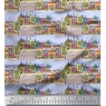 thumbnail image 1 of Soimoi Blue Cotton Voile Fabric Landscape & City Digital Printed Fabric 1 Yard 56 Inch Wide, 1 of 3