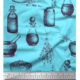 thumbnail image 1 of Soimoi Blue Cotton Voile Fabric Lavender,Bottle & Mortar And Pestle Kitchen Printed Craft Fabric by the Yard 42 Inch Wide, 1 of 3
