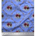 thumbnail image 1 of Soimoi Blue Cotton Voile Fabric Leaves,Floral & Diamond Geometric Printed Craft Fabric by The Yard 58 Inch Wide, 1 of 3