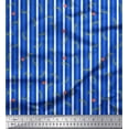 thumbnail image 1 of Soimoi Blue Cotton Voile Fabric Leaves & Floral Stripe Print Fabric by Yard 42 Inch Wide, 1 of 3