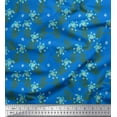 thumbnail image 1 of Soimoi Blue Cotton Voile Fabric Leaves,Insect & Floral Artistic Decor Fabric Printed BTY 42 Inch Wide, 1 of 3