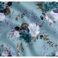thumbnail image 1 of Soimoi Blue Cotton Voile Fabric Leaves & Peony Floral Printed Fabric 1 Yard 56 Inch Wide, 1 of 7