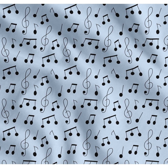 Soimoi Blue Cotton Voile Fabric Notes Musical Instrument Print Fabric by the Yard 56 Inch Wide