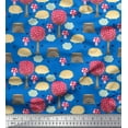 thumbnail image 1 of Soimoi Blue Cotton Voile Fabric Porcupine & Mushroom Tree Print Fabric by the Yard 42 Inch Wide, 1 of 3