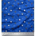 thumbnail image 1 of Soimoi Blue Cotton Voile Fabric Pumpkin,Snake & Devil Cartoon Print Fabric by the Yard 42 Inch Wide, 1 of 1