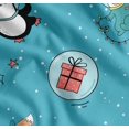 thumbnail image 1 of Soimoi Blue Cotton Voile Fabric Snowman & Penguin Cartoon Print Fabric by the Yard 42 Inch Wide, 1 of 7