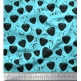 thumbnail image 1 of Soimoi Blue Cotton Voile Fabric Strawberry Fruits Fabric Prints By Yard 56 Inch Wide, 1 of 3