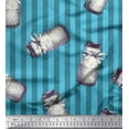 thumbnail image 1 of Soimoi Blue Cotton Voile Fabric Stripe & Jar Kitchen Print Fabric by Yard 42 Inch Wide, 1 of 3