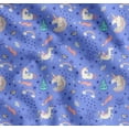 thumbnail image 1 of Soimoi Blue Cotton Voile Fabric Unicorn & Rainbow Nature Print Fabric by the Yard 56 Inch Wide, 1 of 7