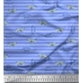 thumbnail image 1 of Soimoi Blue Cotton Voile Fabric Wolf & Stripe Print Sewing Fabric Yard 42 Inch Wide, 1 of 3