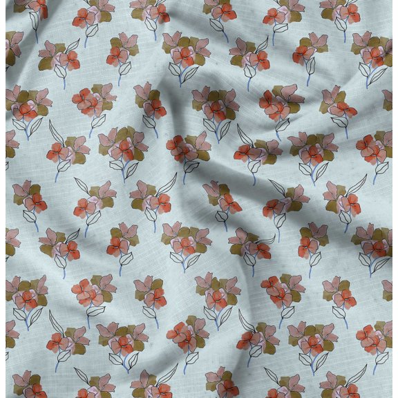 Soimoi Blue Fabric - By the Yard - 42 Inch Wide - Floral Watercolor Elegance Fabric - Nature - Inspired and Whimsical Patterns for Apparel and Home Decor Printed Fabric