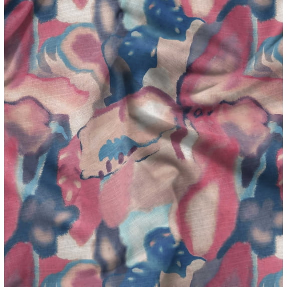 Soimoi Blue Fabric - By the Yard - 56 Inch Wide - Abstract Texture Watercolor Elegance Fabric - Nature - Inspired and Whimsical Patterns for Apparel and Home Decor Printed Fabric