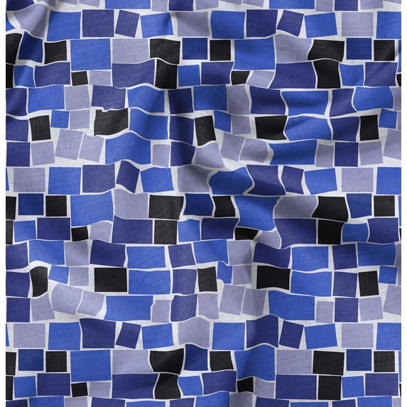Soimoi Blue Fabric - By the Yard - 56 Inch Wide - Geometric Rectangel Print Textile - Intricate and Stylish Patterns for Fashion and Decor Printed Fabric