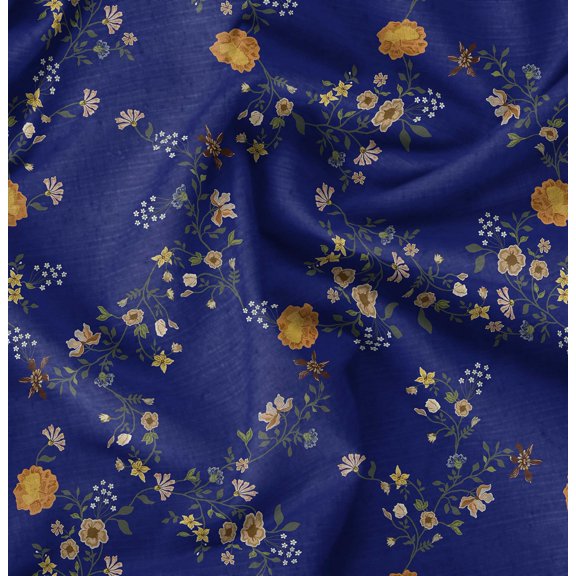 Soimoi Blue Fabric - By the Yard - 42 Inch Wide - Florals Print Fabric - Elegant and Timeless Patterns for Fashion and Home Decor Printed Fabric