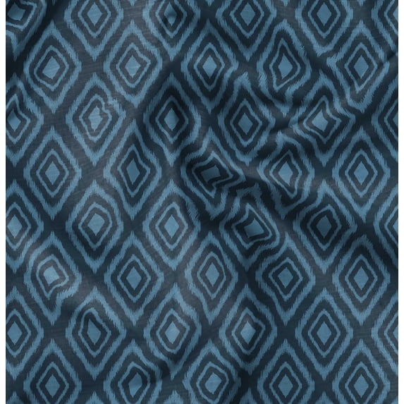 Soimoi Blue Fabric - By the Yard - 54 Inch Wide - Ikat Geometric Print Fabric - Ethnic and Bohemian Patterns for Trendy Projects Printed Fabric