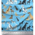 thumbnail image 1 of Soimoi Blue Georgette Viscose Fabric Mix Dog Printed Craft Fabric by the Yard 44 Inch Wide, 1 of 3