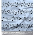 thumbnail image 1 of Soimoi Blue Georgette Viscose Fabric Notes Musical Instrument Print Fabric by Yard 42 Inch Wide, 1 of 3