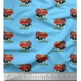 thumbnail image 1 of Soimoi Blue Heavy Canvas Fabric Barn & Cow Farm Printed Fabric 1 Yard 58 Inch Wide, 1 of 3