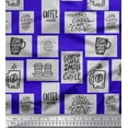 thumbnail image 1 of Soimoi Blue Heavy Canvas Fabric Coffee Please Text Print Fabric by the Yard 58 Inch Wide, 1 of 3