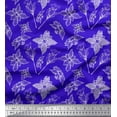 thumbnail image 1 of Soimoi Blue Heavy Canvas Fabric Flower Floral Print Sewing Fabric Yard 58 Inch Wide, 1 of 3