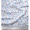 thumbnail image 1 of Soimoi Blue Heavy Canvas Fabric Leaves & Periwinkle Floral Print Fabric by the Yard 58 Inch Wide, 1 of 3