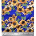 thumbnail image 1 of Soimoi Blue Heavy Canvas Fabric Leaves & Sunflower Floral Print Fabric by Yard 58 Inch Wide, 1 of 3