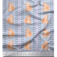 thumbnail image 1 of Soimoi Blue Heavy Canvas Fabric Paw Print & Rabbit Kids Print Fabric by Yard 58 Inch Wide, 1 of 3