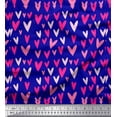 thumbnail image 1 of Soimoi Blue Heavy Canvas Fabric Pink Heart Print Sewing Fabric Yard 58 Inch Wide, 1 of 3