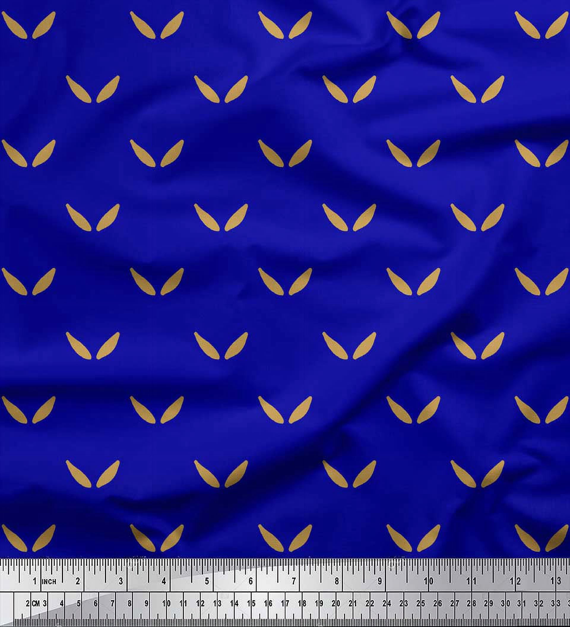 Soimoi Blue Heavy Satin Fabric Brush Stroke Abstract Decor Fabric Printed Yard 54 Inch Wide