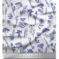 thumbnail image 1 of Soimoi Blue Heavy Satin Fabric Leaves & Primrose Floral Printed Fabric 1 Yard 54 Inch Wide, 1 of 3