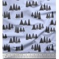 thumbnail image 1 of Soimoi Blue Heavy Satin Fabric Stencil Christmas Tree Print Fabric by Yard 54 Inch Wide, 1 of 3