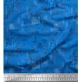 thumbnail image 1 of Soimoi Blue Japan Crepe Satin Fabric Abstract & Rabbit Animal Printed Fabric 1 Yard 42 Inch Wide, 1 of 3