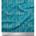 thumbnail image 1 of Soimoi Blue Japan Crepe Satin Fabric Arrow & Feather Tribal Print Fabric by the Yard 42 Inch Wide, 1 of 3