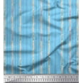 thumbnail image 1 of Soimoi Blue Japan Crepe Satin Fabric Leaves & Bamboo Tree Print Fabric by the Yard 42 Inch Wide, 1 of 3