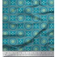 thumbnail image 1 of Soimoi Blue Japan Crepe Satin Fabric Mandala Geometric Print Fabric by the Yard 42 Inch Wide, 1 of 3