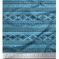 thumbnail image 1 of Soimoi Blue Poly Georgette Fabric Aztec Geometric Fabric Prints By Yard 42 Inch Wide, 1 of 3