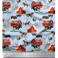 thumbnail image 1 of Soimoi Blue Poly Georgette Fabric Barn & Pet Animals Farm Print Sewing Fabric Yard 52 Inch Wide, 1 of 3