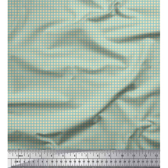 Soimoi Blue Poly Georgette Fabric Diamond Geometric Printed Fabric 1 Yard 42 Inch Wide