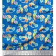 thumbnail image 1 of Soimoi Blue Poly Georgette Fabric Fruits & Cookies Food Print Fabric by the Yard 42 Inch Wide, 1 of 3