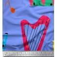 thumbnail image 1 of Soimoi Blue Poly Georgette Fabric Guitar & Xylophone Musical Instrument Decor Fabric Printed Yard 42 Inch Wide, 1 of 3