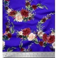thumbnail image 1 of Soimoi Blue Poly Georgette Fabric Ranunculus & Penoy Floral Print Print Fabric by the Yard 42 Inch Wide, 1 of 3