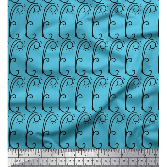 Soimoi Blue Poly Georgette Fabric Tendril & Abstract Print Fabric by the Yard 52 Inch Wide