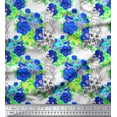 thumbnail image 1 of Soimoi Blue Poly Georgette Fabric Women Face & Floral Printed Craft Fabric by The Yard 52 Inch Wide, 1 of 1